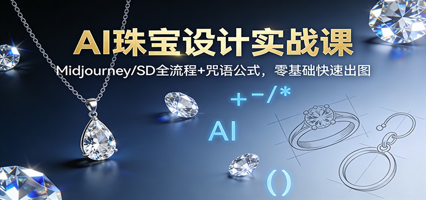 AI珠宝设计实战课:Midjourney/SD全流程+咒语公式,零基础快速出图-创业资源网