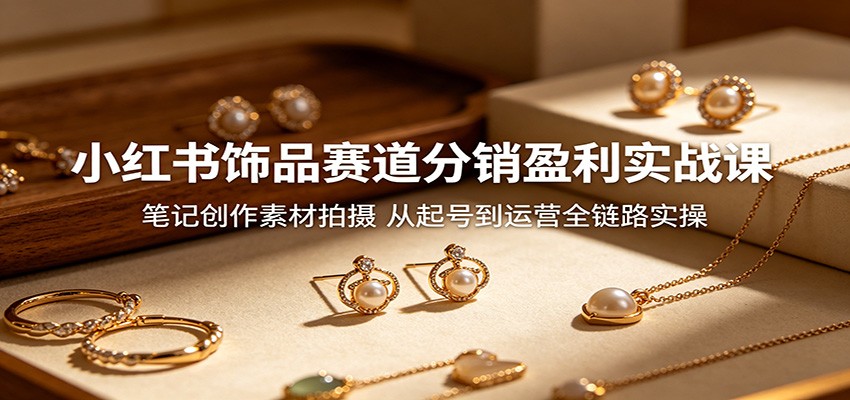 小红书饰品赛道分销盈利实战课：笔记创作素材拍摄，从起号到运营全链路实操-创业资源网