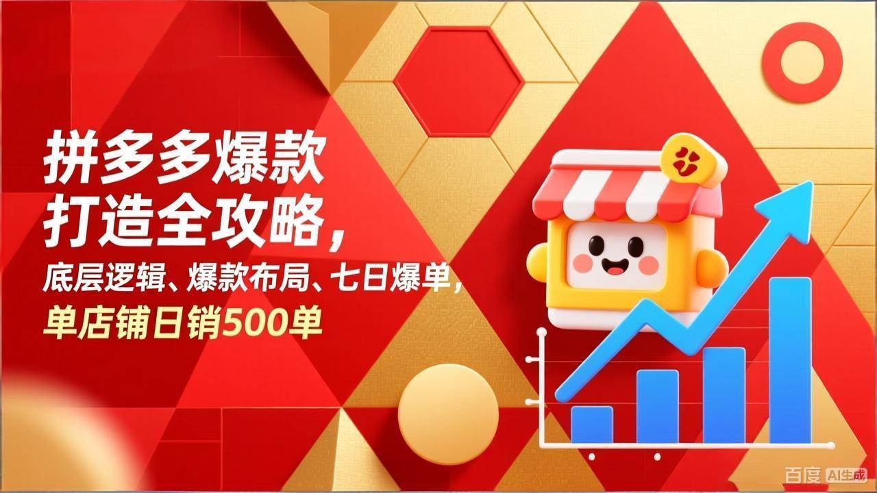 （17346期）拼多多爆款打造全攻略，底层逻辑、爆款布局、七日爆单，单店铺日销500单-创业资源网