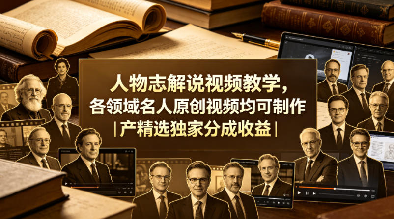 人物志解说视频教学，各领域名人原创视频均可制作丨精选独家分成收益-创业资源网