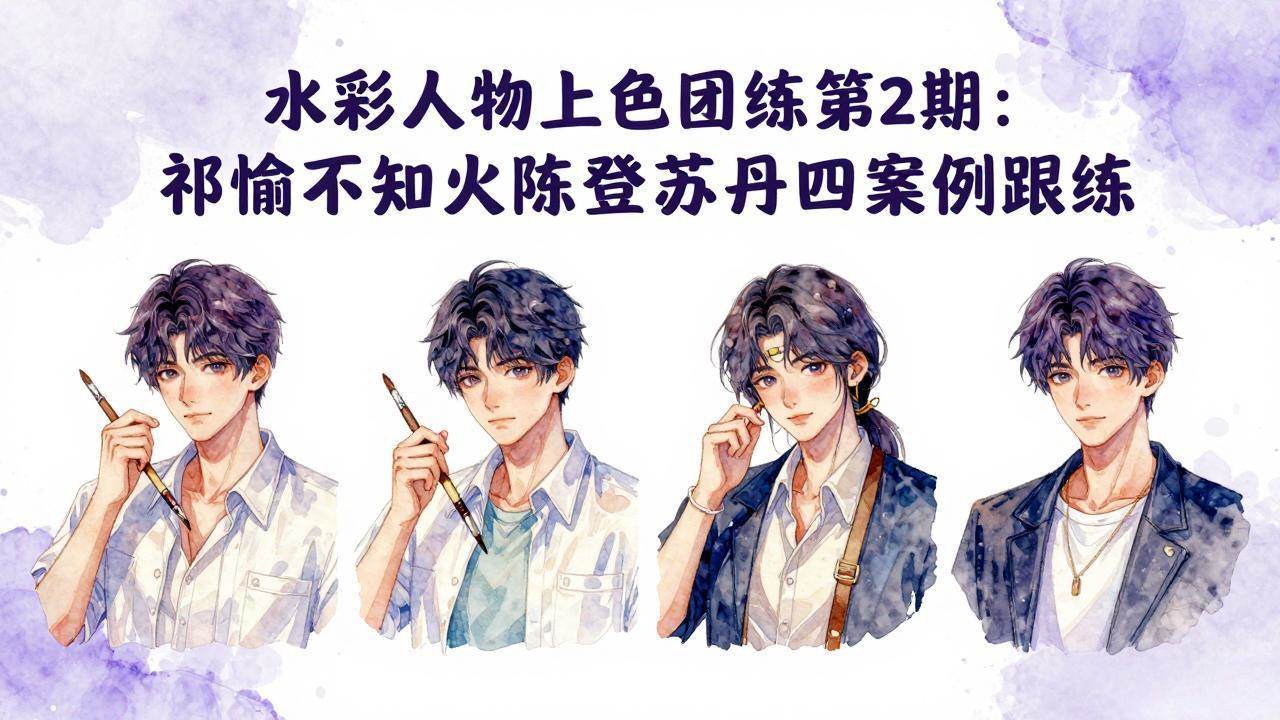 （17954期）水彩人物上色团练第2期：祁煜不知火陈登苏丹四案例跟练，手把手提升绘画能力-创业资源网