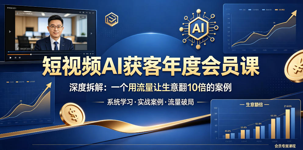 短视频AI获客年度会员课,深度拆解,一个用流量让生意翻10倍的案例-创业资源网