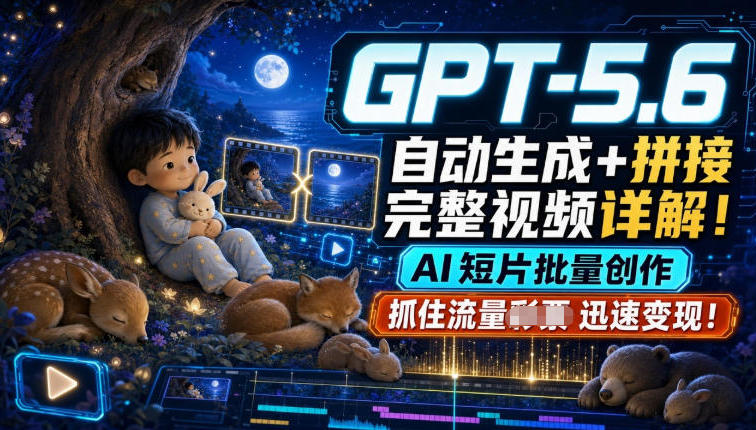 GPT-5.6自动生成+拼接完整视频详解,AI短片批量创作,抓住流量迅速变现!-创业资源网
