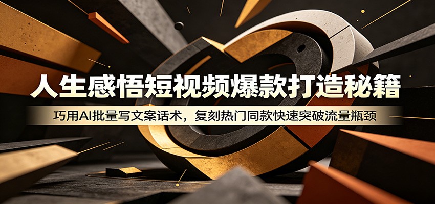人生感悟短视频爆款打造秘籍:巧用A 批量写文案话术,复刻热门同款快速突破流量瓶颈-创业资源网