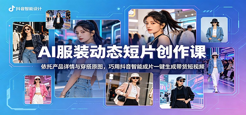 AI服装动态短片创作课：依托产品详情与穿搭原图，巧用抖音智能成片一键生成带货短视频-创业资源网