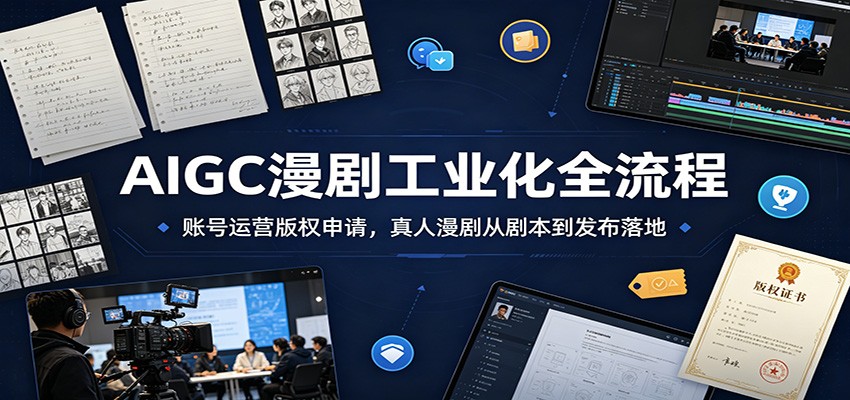 AIGC漫剧工业化全流程：账号运营版权申请，真人漫剧从剧本到发布落地-创业资源网