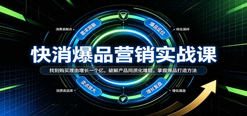 快消爆品营销实战课：找到购买理由增长一个亿，破解产品同质化难题，掌握爆品打造方法-创业资源网