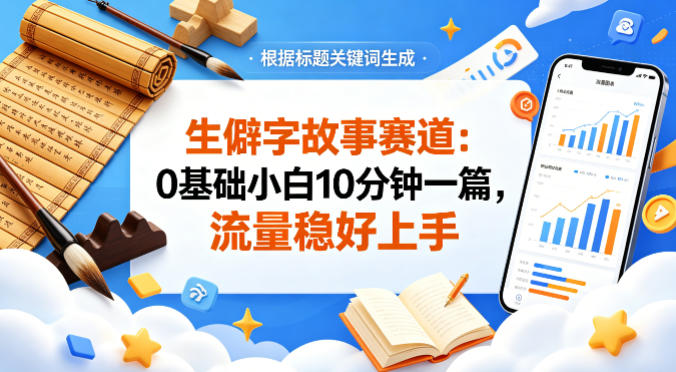 公众号流量主——生僻字故事赛道，流量稳，好上手，0基础小白也能10分钟一篇-创业资源网