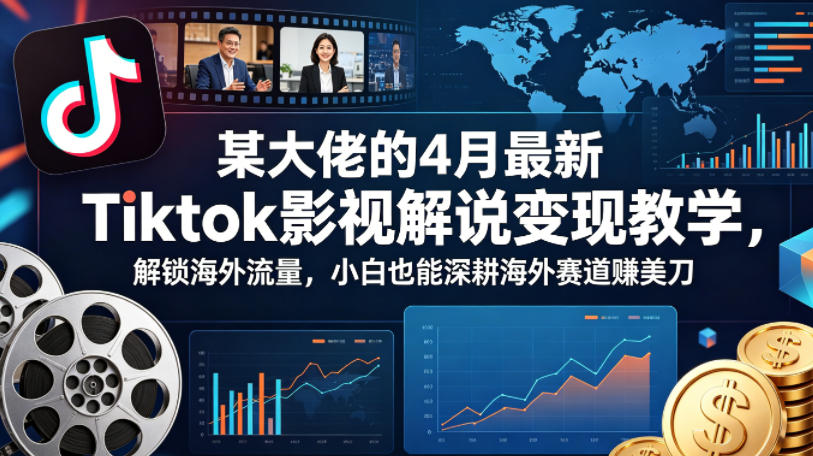 某大佬的4月最新Tiktok影视解说变现教学，解锁海外流量，小白也能深耕海外赛道賺美刀-创业资源网