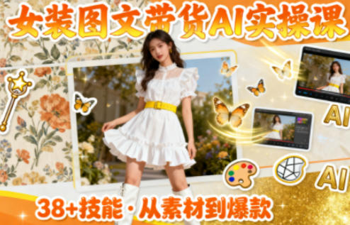 女装图文带货的AI实操课，覆盖38个实用技能，快速提升素材制作效率-创业资源网