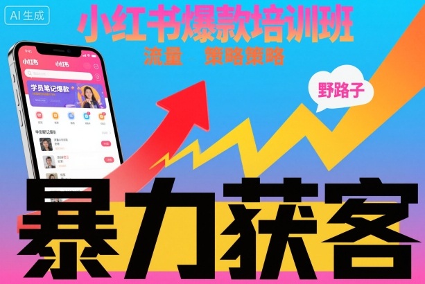 小红书爆款培训班，小红书获客野路子流量打法，暴力持续获客-创业资源网
