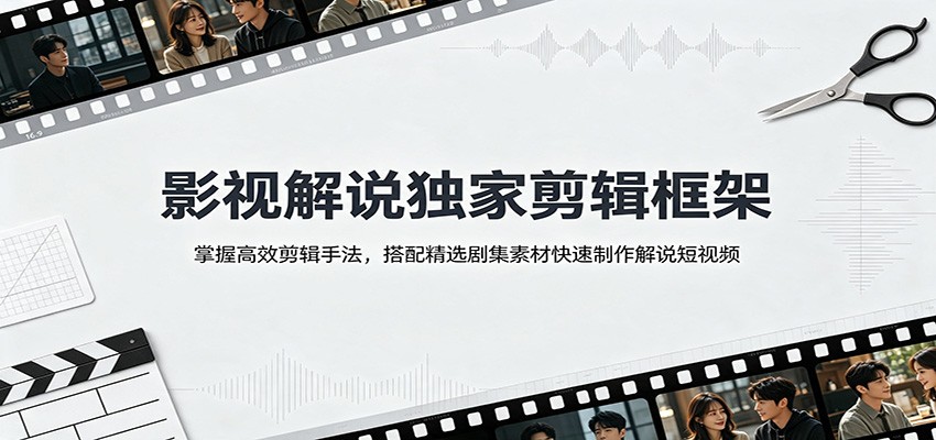 影视解说独家剪辑框架：掌握高效剪辑手法，搭配精选剧集素材快速制作解说短视频-创业资源网