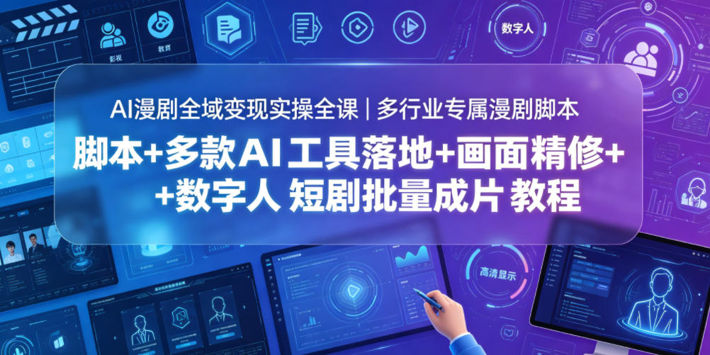 AI漫剧全域变现实操全课|多行业专属漫剧脚本+多款AI工具落地+画面精修+数字人短剧批量成片全教程-创业资源网