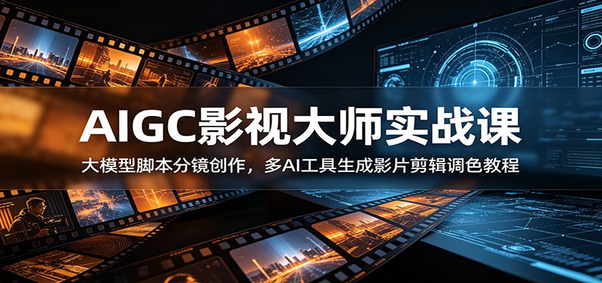 AIGC影视大师实战课：大模型脚本分镜创作，多AI工具生成影片剪辑调色教程-创业资源网