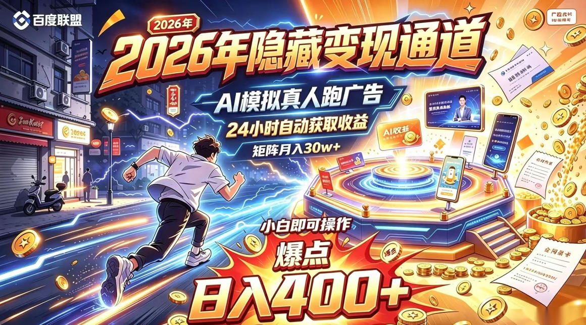 2026年别死磕自媒体,隐藏变现通道,AI模拟真人自动跑广告,小白即可操作,日入400+,矩阵月入可达到30w+【揭秘】-创业资源网