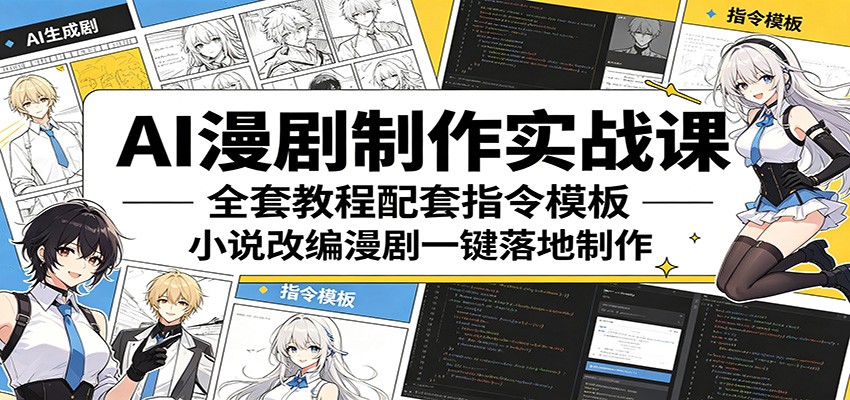 AI漫剧制作实战课：全套教程配套指令模板，小说改编漫剧一键落地制作-创业资源网