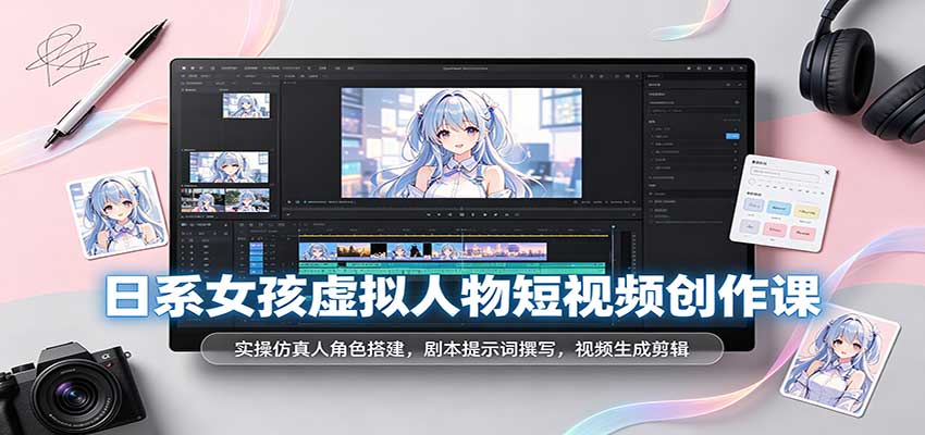 日系女孩虚拟人物短视频创作课:实操仿真人角色搭建,剧本提示词撰写,视频生成剪辑-创业资源网