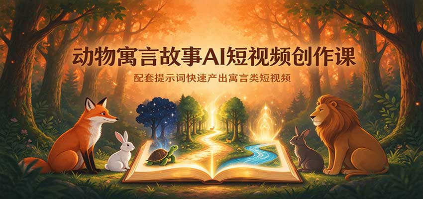 动物寓言故事AI短视频创作课：配套提示词快速产出寓言类短视频-创业资源网