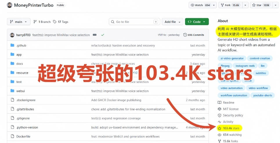 Github上103.4k stars项目!AI自动生成短视频工具,输入主题即可生成文案配音字幕MoneyPrinterTurbo Github上103.4k stars项目!AI自动生成短视频工具,输入主题即可生成文案配音字幕MoneyPrinterTurbo