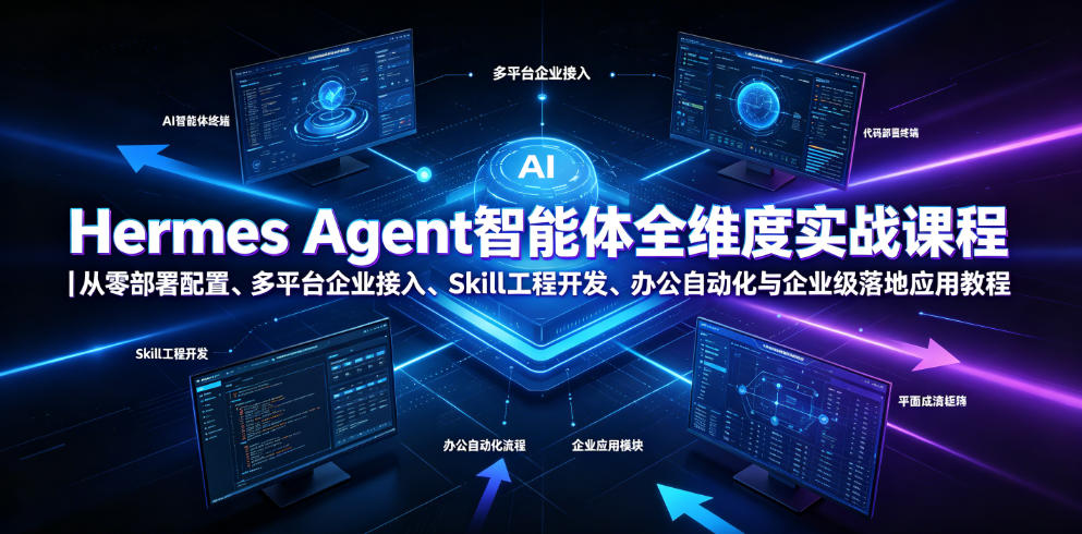 Hermes Agent智能体全维度实战课程｜从零部署配置、多平台企业接入、Skill工程开发、办公自动化与企业级落地应用教程-创业资源网