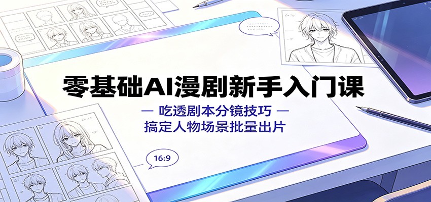 零基础AI漫剧新手入门课：吃透剧本分镜技巧，搞定人物场景批量出片-创业资源网