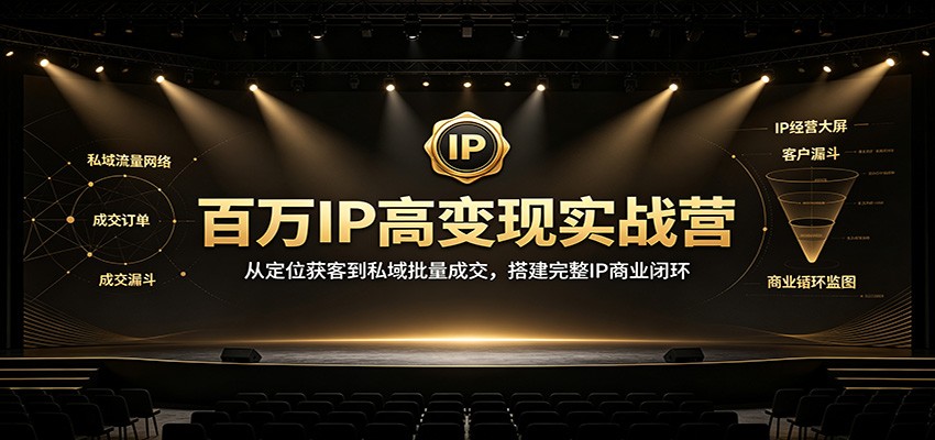 百万IP高变现实战营:从定位获客到私域批量成交,搭建完整IP商业闭环-创业资源网