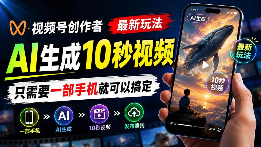 (20136期)视频号创作者最新玩法,AI生成10秒视频,只需要一部手机就可以搞定 (20136期)视频号创作者最新玩法,AI生成10秒视频,只需要一部手机就可以搞定