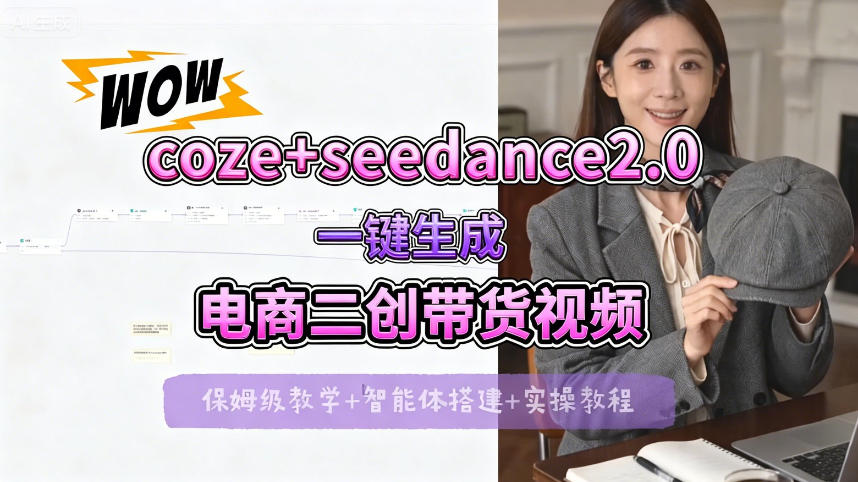 【Coze工作流搭建实操教程】seedance2.0+coze一键生成电商二创带货视频，全流程保姆级教学-创业资源网