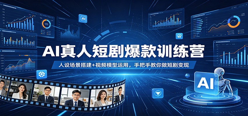 AI真人短剧爆款训练营：人设场景搭建+视频模型运用，手把手教你做短剧变现-创业资源网