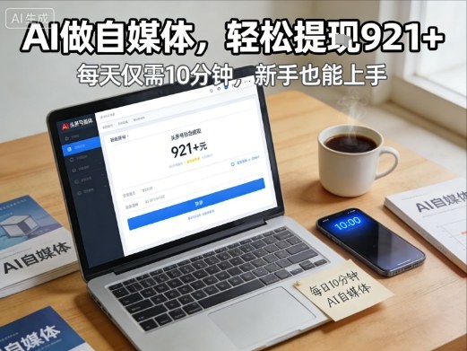 每天花费10分钟，头条号收益921+，用AI做自媒并不难【附视频教程】-创业资源网
