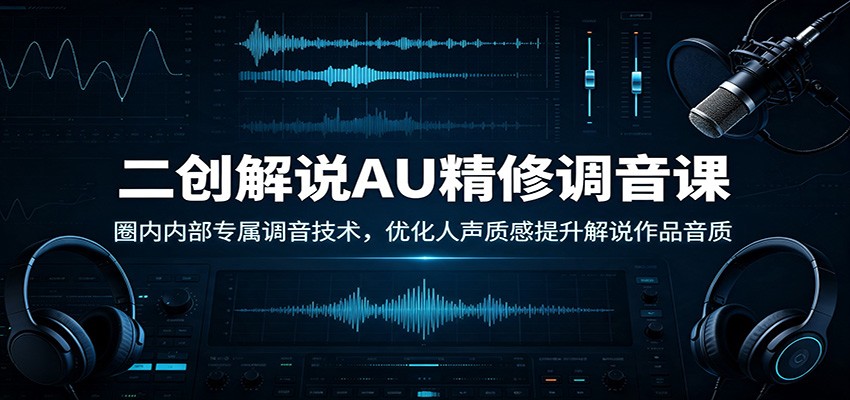 二创解说AU精修调音课：圈内内部专属调音技术，优化人声质感提升解说作品音质-创业资源网