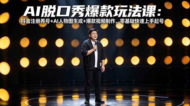 （18012期）AI脱口秀爆款玩法课：抖音注册养号+AI人物图生成+爆款视频制作，零基础快速上手起号-创业资源网