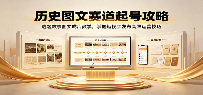 历史图文赛道起号攻略：选题故事图文成片教学，掌握短视频发布高效运营技巧-创业资源网
