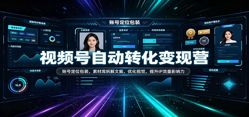 视频号自动转化变现营：账号定位包装，素材库拆解文案，优化视觉，提升IP流量影响力-创业资源网