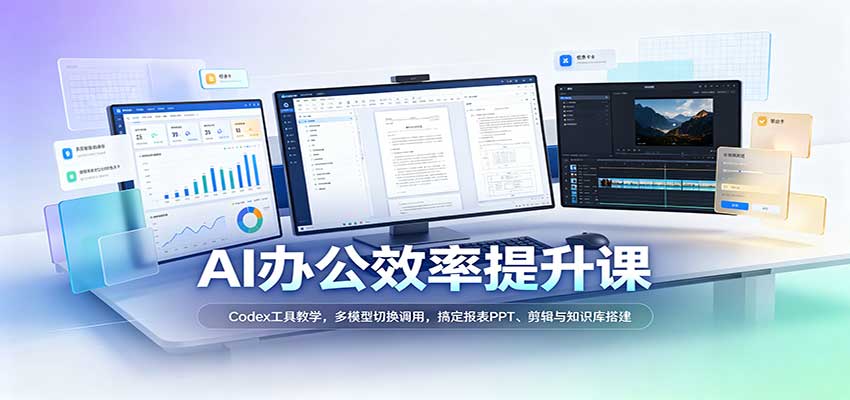 AI办公效率提升课:Codex工具教学,多模型切换调用,搞定报表PPT、剪辑与知识库搭建-创业资源网