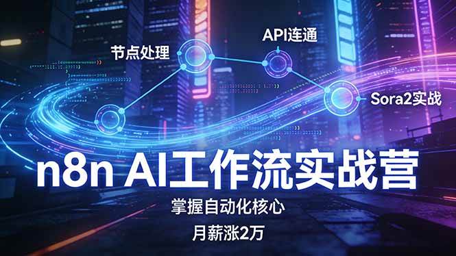 （17458期）n8n AI工作流实战营，节点处理+API连通+Sora2实战，掌握自动化核心月薪涨2万-创业资源网