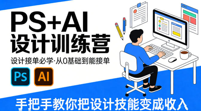 设计接单必学，PS+AI设计训练营，从0基础到能接单，手把手教你把设计技能变成收入-创业资源网