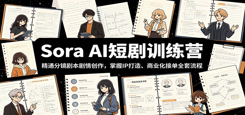 Sora AI短剧训练营:精通分镜剧本剧情创作,掌握IP打造、商业化接单全套流程-创业资源网