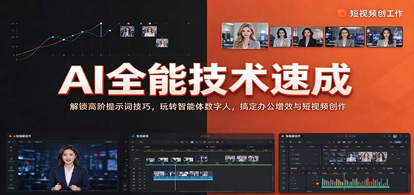 AI全能技术速成：解锁高阶提示词技巧，玩转智能体数字人，搞定办公增效与短视频创作-创业资源网