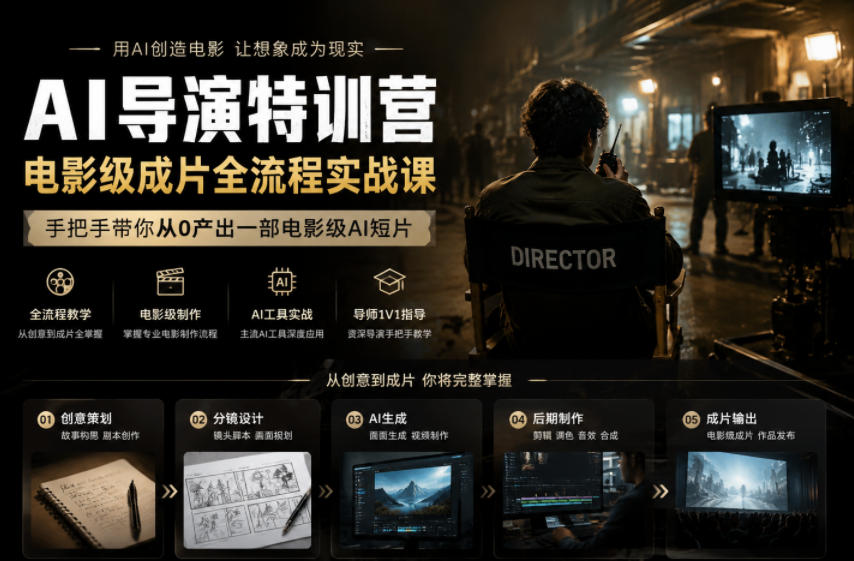 AI导演特训营,电影级成片全流程实战课,手把手带你从0产出一部电影级AI短片-创业资源网