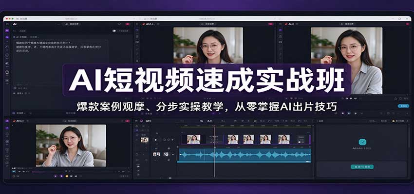 AI短视频速成实战班:爆款案例观摩、分步实操教学,从零掌握AI出片技巧-创业资源网