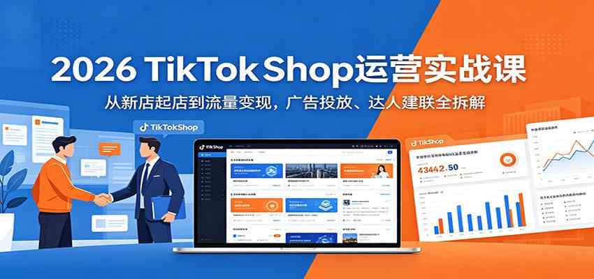 2026 TikTokShop运营实战课：从新店起店到流量变现，广告投放、达人建联全拆解-创业资源网