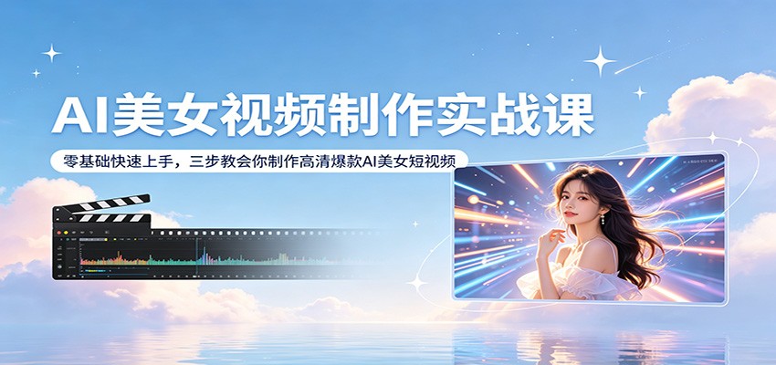 AI美女视频制作实战课：零基础快速上手，三步教会你制作高清爆款AI美女短视频-创业资源网