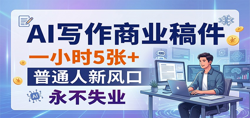 AI写作商业稿件，一小时5张+，普通人新风口，永不失业-创业资源网