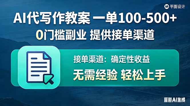 （17538期）AI代写作教案，一单100-500+，提供接单渠道，0门槛副业！-创业资源网