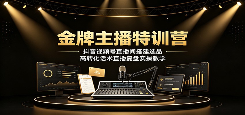 金牌主播特训营:抖音视频号直播间搭建选品,高转化话术直播复盘实操教学-创业资源网