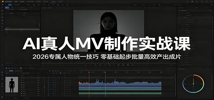 AI真人MV制作实战课：2026专属人物统一技巧，零基础起步批量高效产出成片-创业资源网