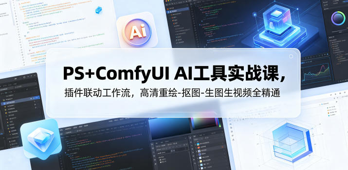PS+ComfyUI AI工具实战课，插件联动工作流，高清重绘-抠图-生图生视频全精通-创业资源网