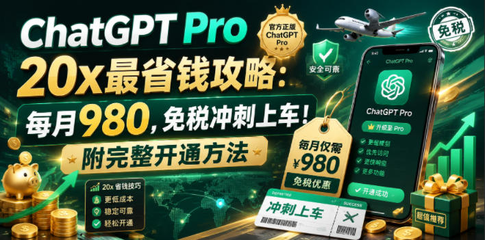 ChatGPT Pro 20x最省钱攻略：每月980，免税冲刺上车！附完整开通方法【文档】-创业资源网