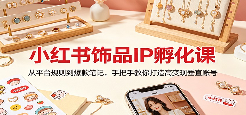 小红书饰品IP孵化课：从平台规则到爆款笔记，手把手教你打造高变现垂直账号-创业资源网